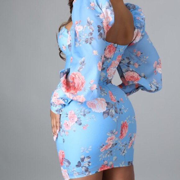 Floral Puffy Sleeve Dress | Party Dress - Picture 6 of 6